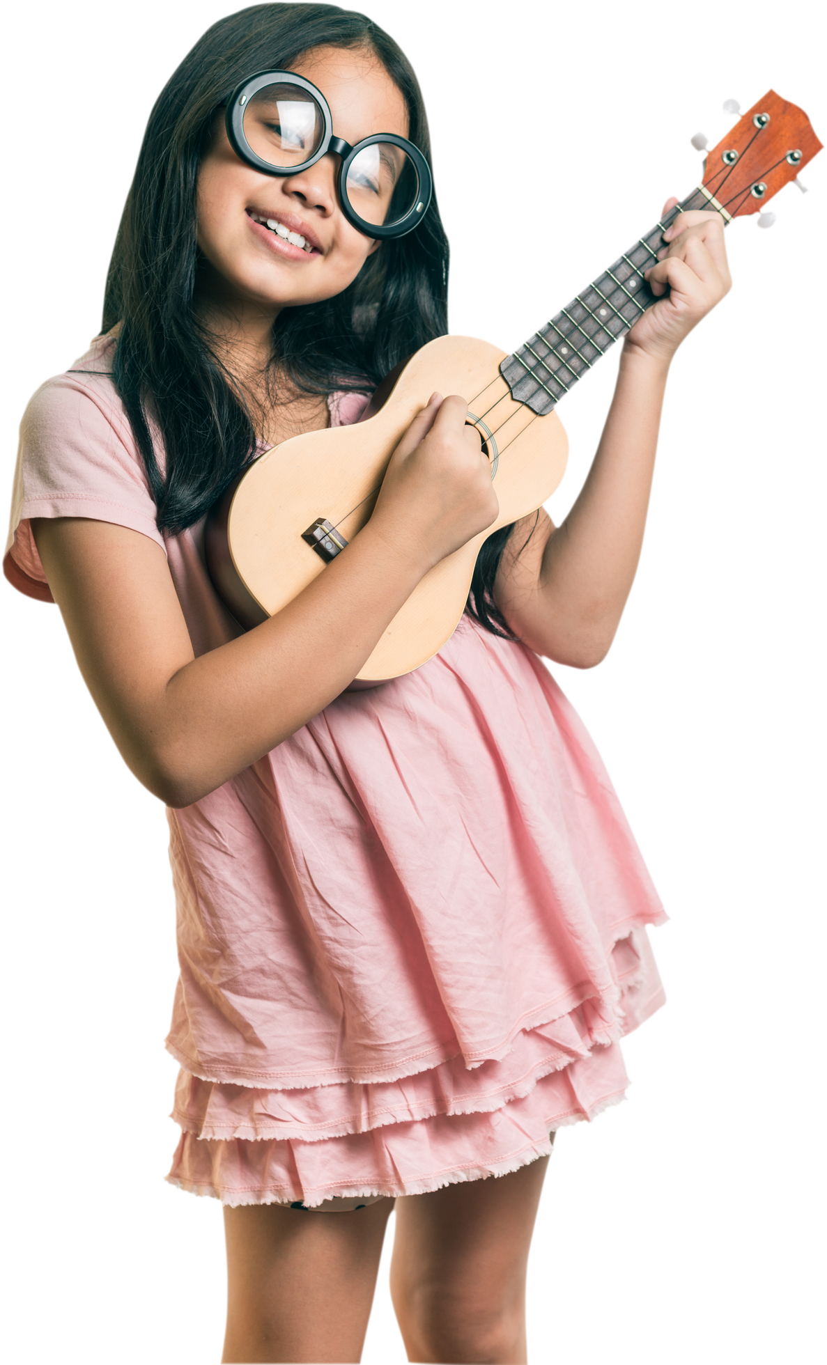 Portrait of Young Girl with a Ukulele Guitar 